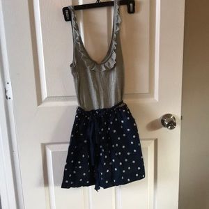 Grey and navy blue summer dress.